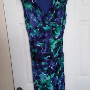 Sleeveless blue floral dress